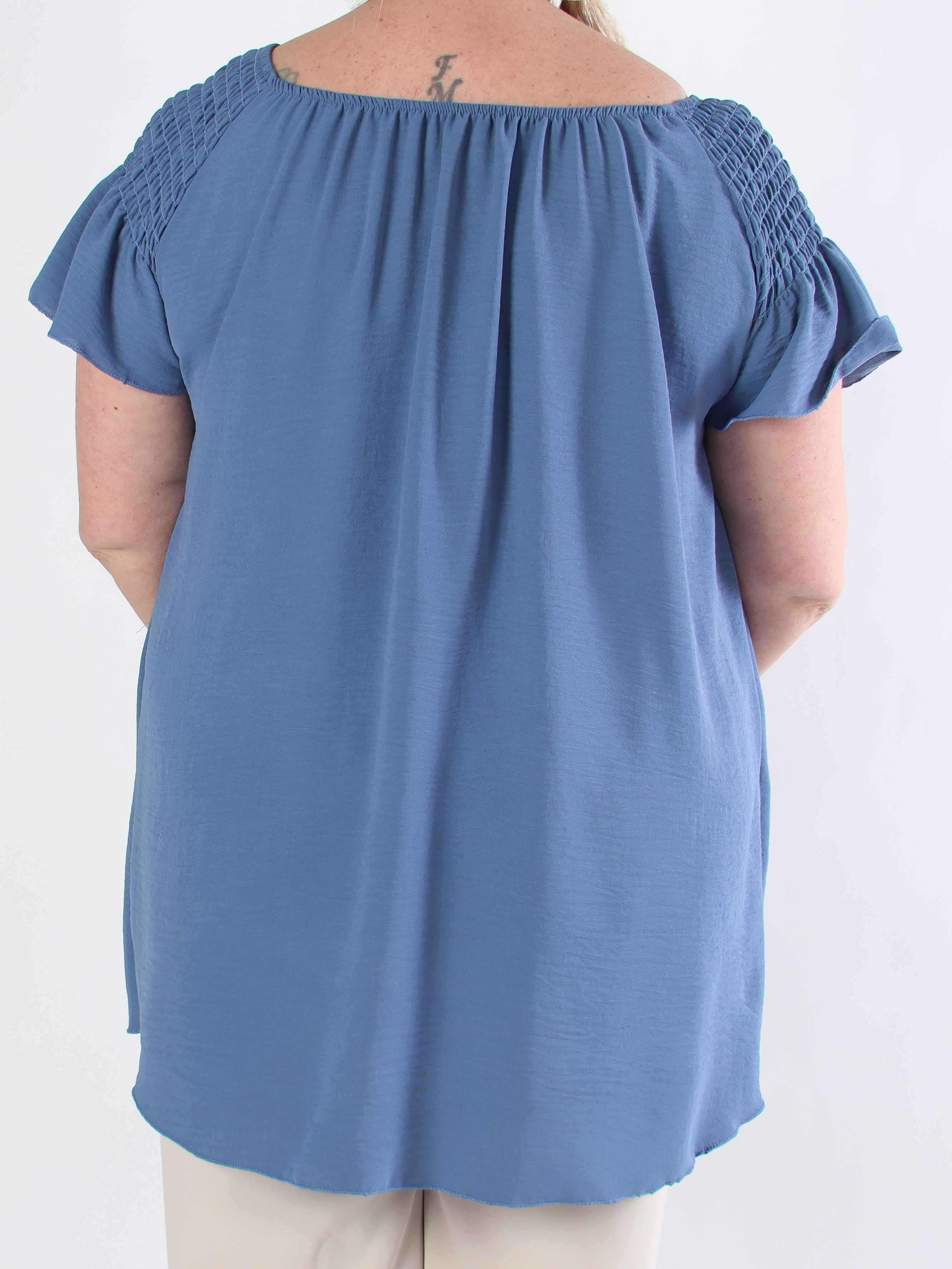 Esther - Plus size-tunika med volangärmar och elastisk halsringning